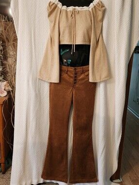 sofia by sofia vergara Brown Suede High-Rise Flare Pants Size 6